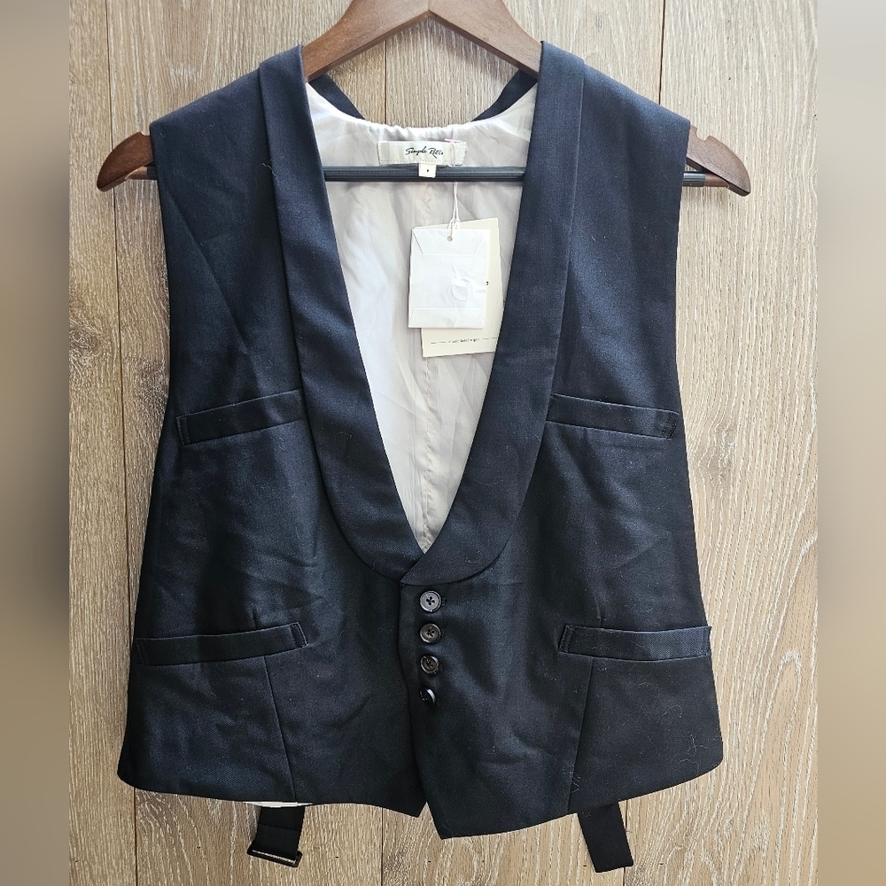 Simple Retro NWT Black Blazer Vest Business Professional